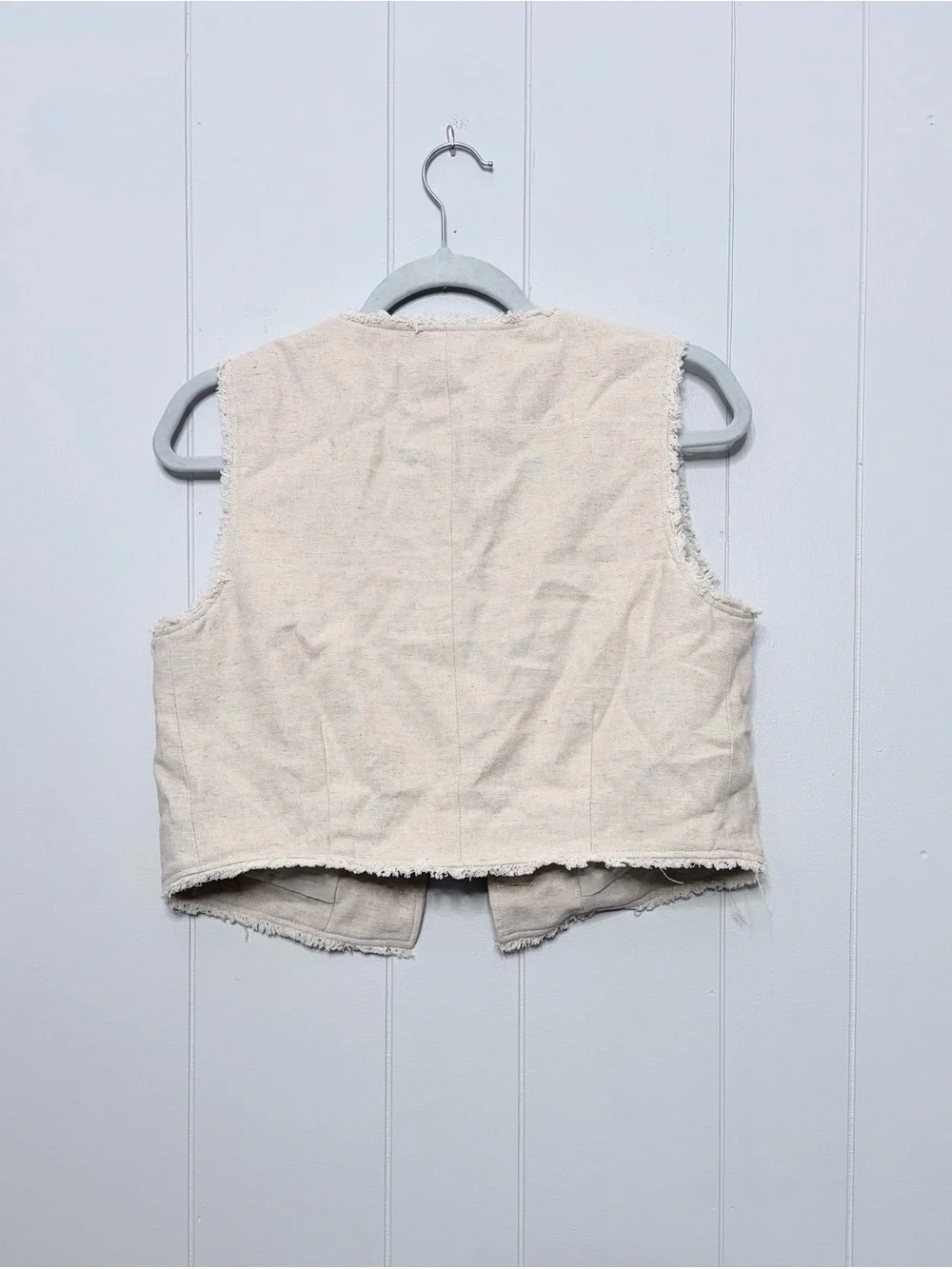 House of Harlow 1960 Ivory Cotton Linen Blend Frayed Edge Button Vest Women’s 6
